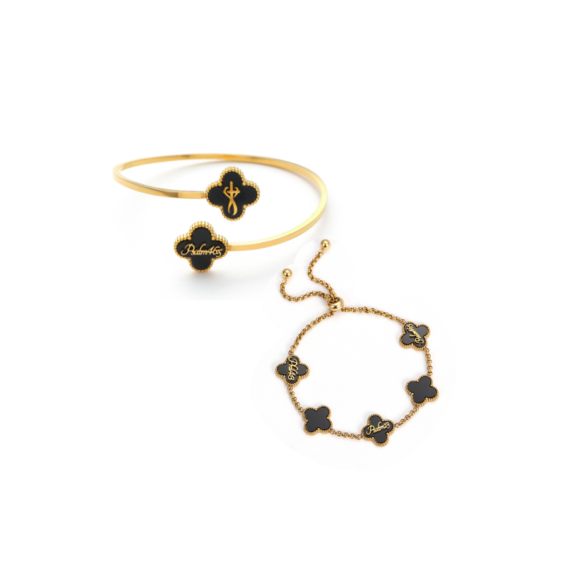 Clover Bracelet and Bangle Bundle (Gold)