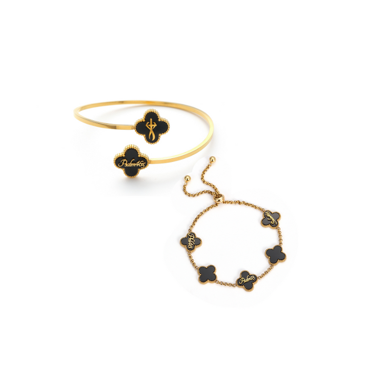 Clover Bracelet and Bangle Bundle (Gold)