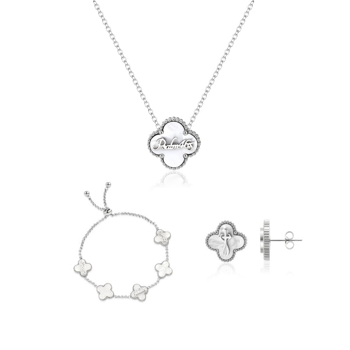 Clover Collection Bundle (Silver) - Necklace + Bracelet + Earrings