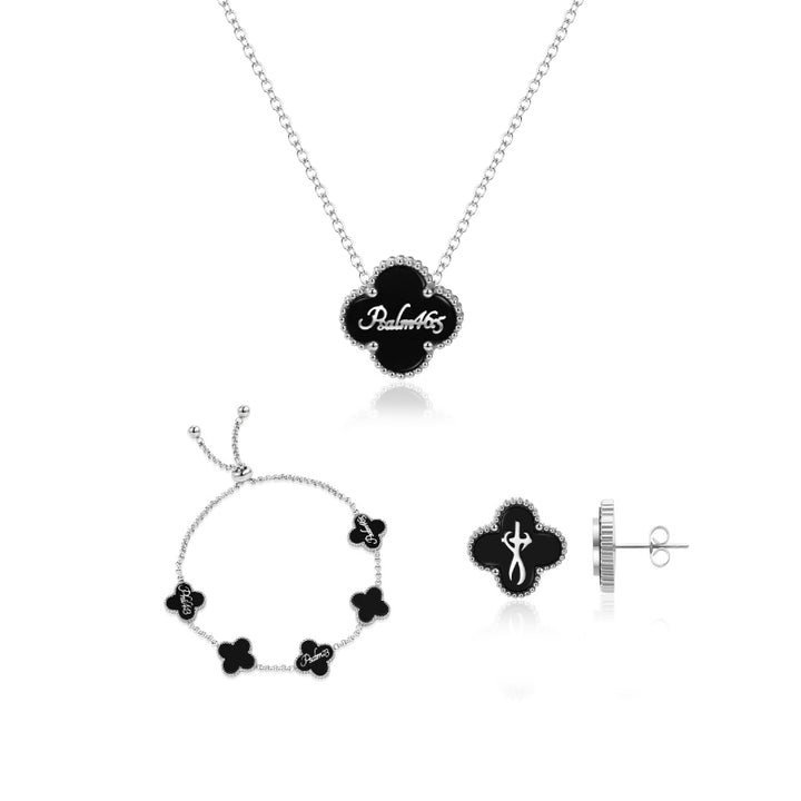 Clover Collection Bundle (Silver) - Necklace + Bracelet + Earrings