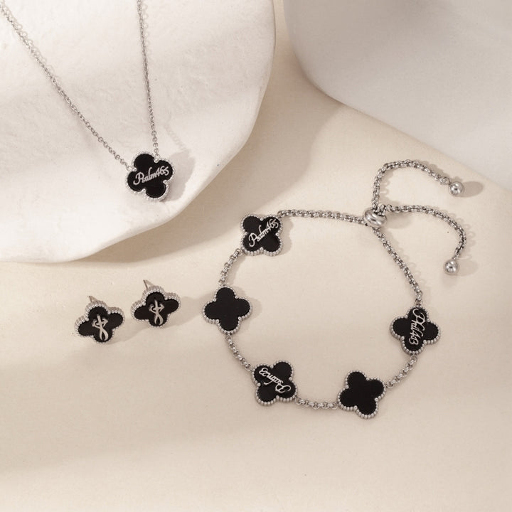 Clover Collection Bundle (Silver) - Necklace + Bracelet + Earrings