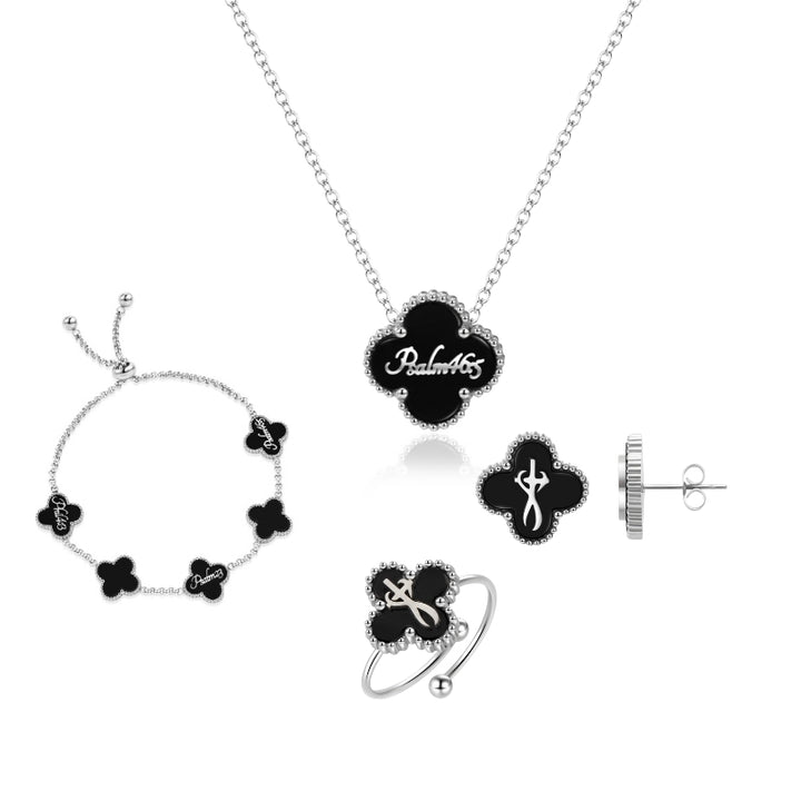 Clover Collection Bundle (Silver) - Necklace + Bracelet + Rings + Earrings