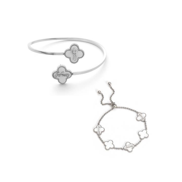 Clover Bracelet and Bangle Bundle (Silver)