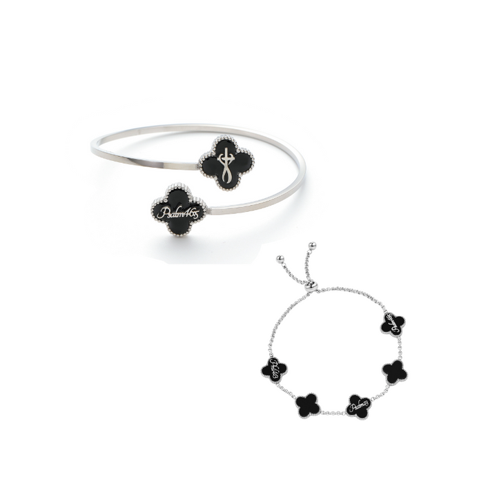 Clover Bracelet and Bangle Bundle (Silver)