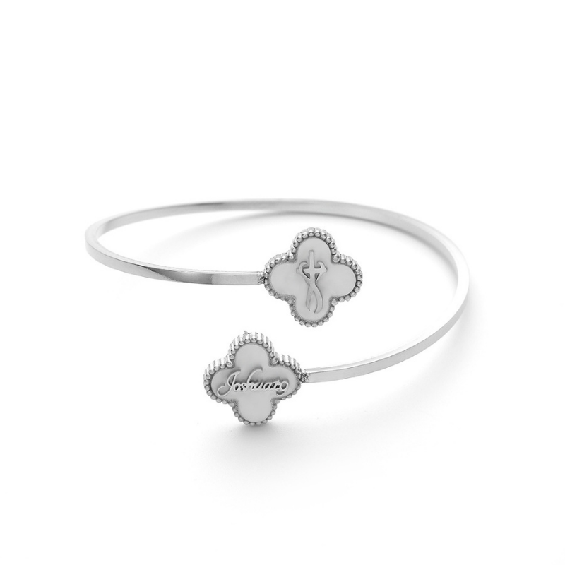 Bible Versed Clover Bangles (Silver)
