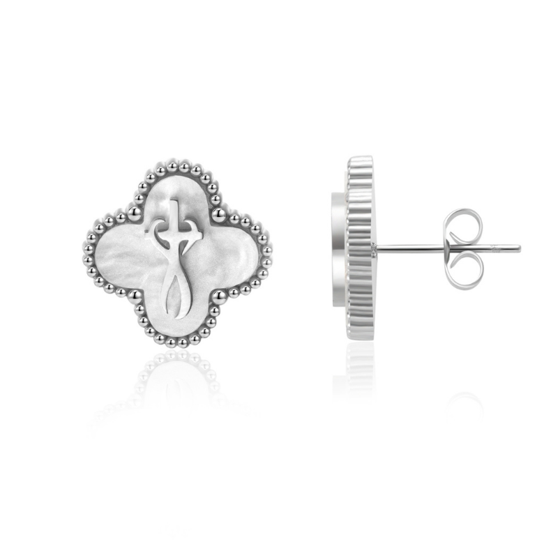 Faith-Inspired Clover Earrings (Silver)