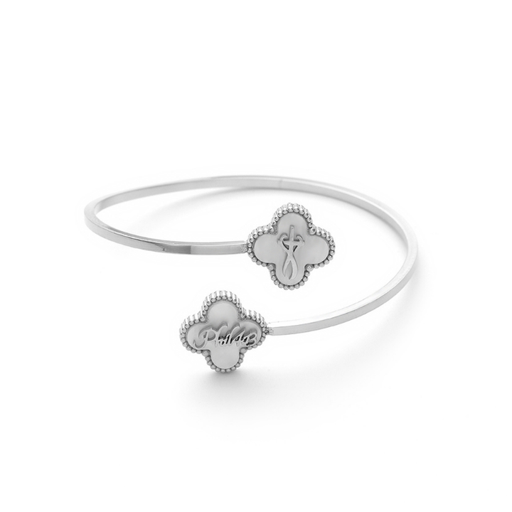 Bible Versed Clover Bangles (Silver)