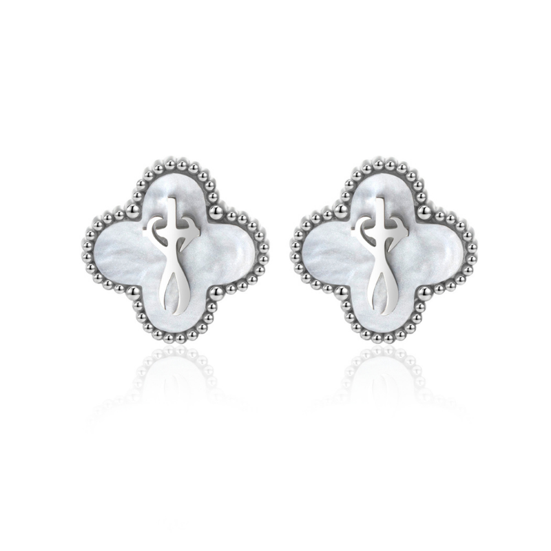 Faith-Inspired Clover Earrings (Silver)
