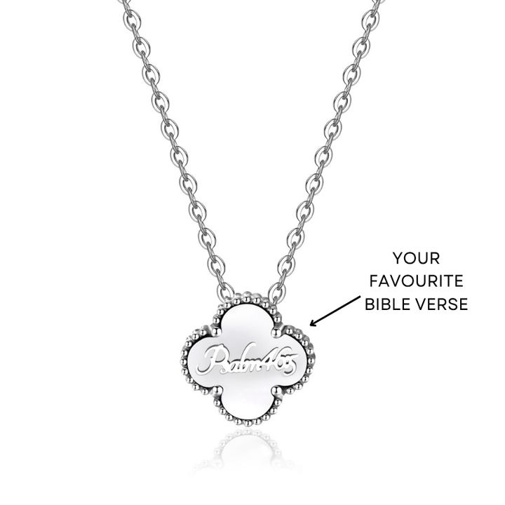 Bible Versed Clover Necklaces (Silver) - Personalised