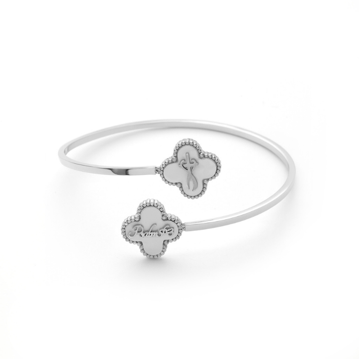 Bible Versed Clover Bangles (Silver)