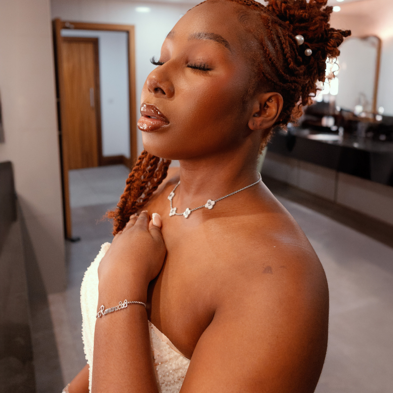 Name Necklace and Name Bracelet Bundle (Silver)