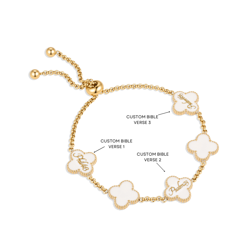 Bible Versed Clover Bracelets (Gold) - Personalised