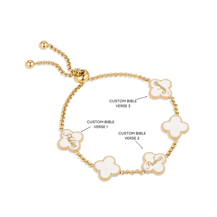 Bible Versed Clover Bracelets (Gold) - Personalised