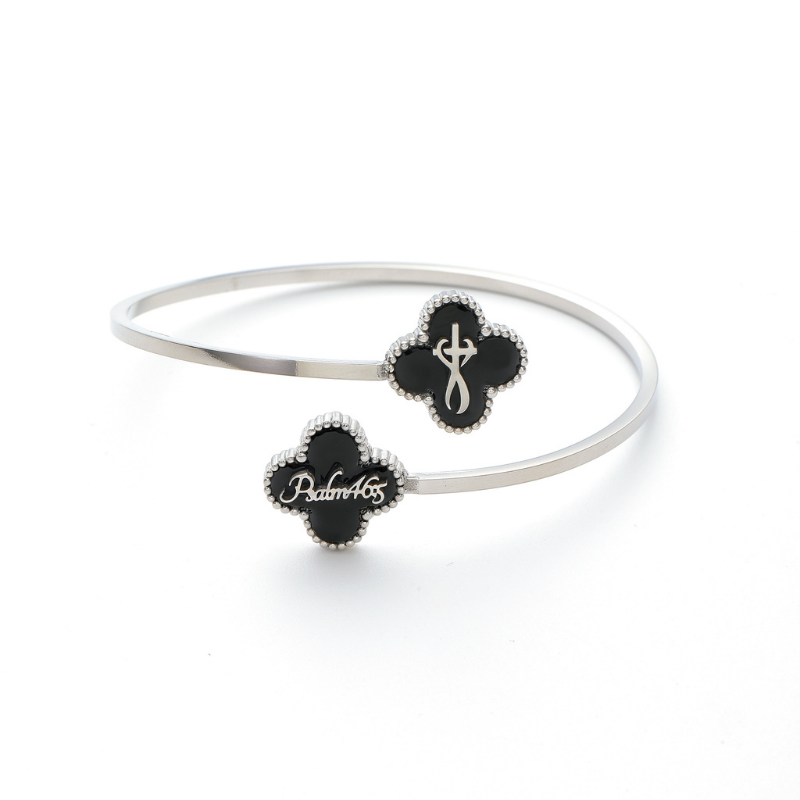 Bible Versed Clover Bangles (Silver)