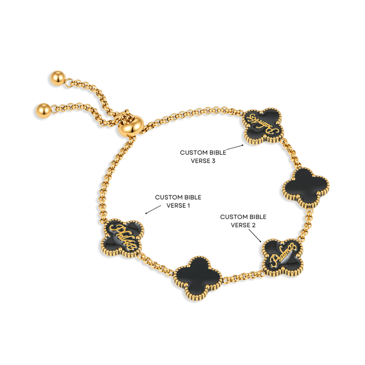 Bible Versed Clover Bracelets (Gold) - Personalised