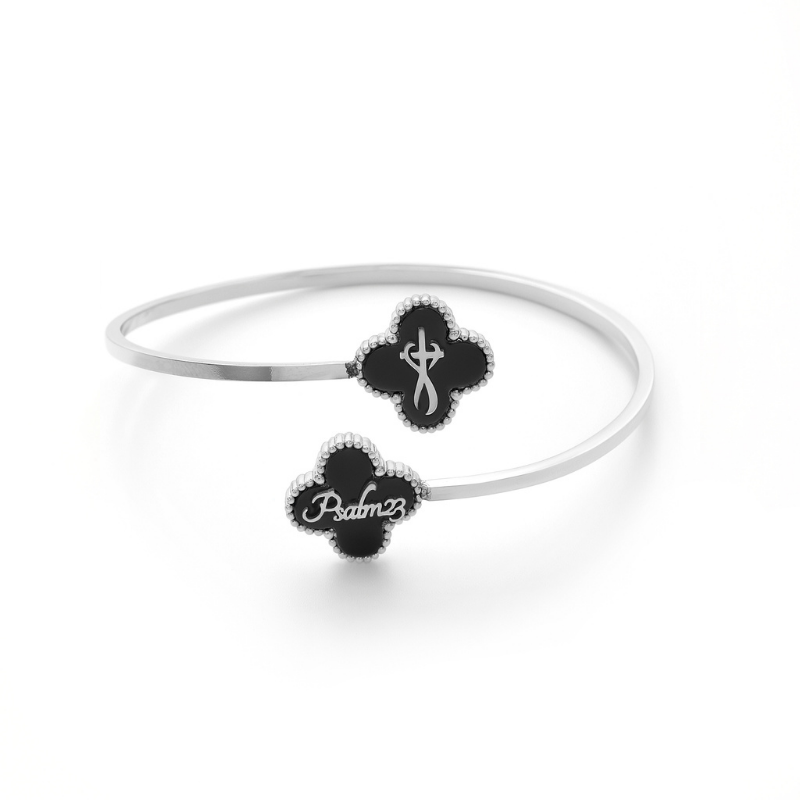Bible Versed Clover Bangles (Silver)