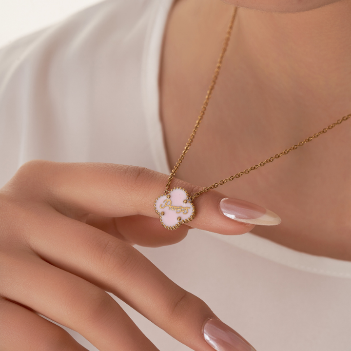 Bible Versed Pink Clover Necklaces (Gold) - Limited Edition