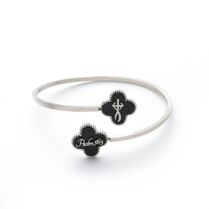 Bible Versed Clover Bangles (Silver)