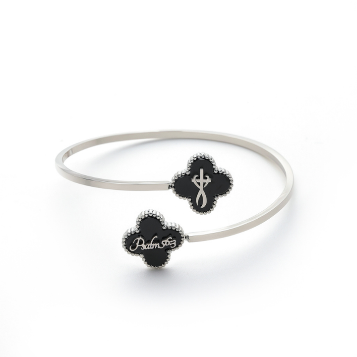 Bible Versed Clover Bangles (Silver)