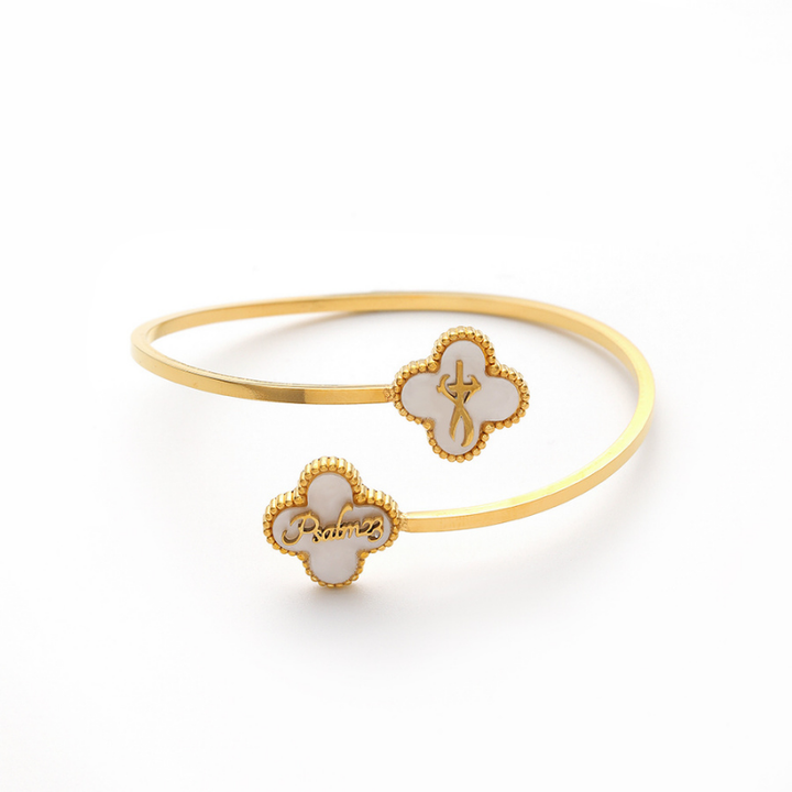 Bible Versed Clover Bangles (Gold)