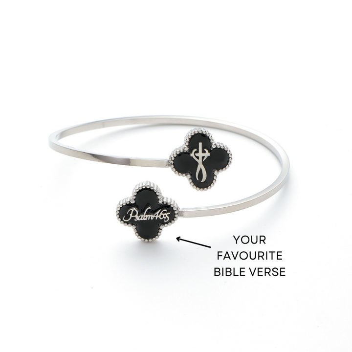 Bible Versed Clover Bangles (Silver) - Personalised