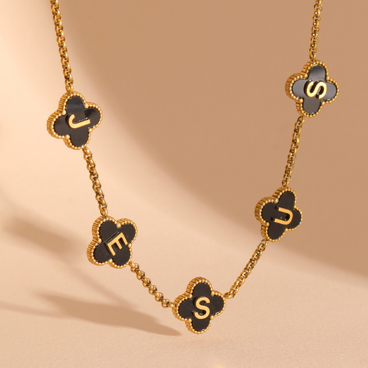Clover Jesus Name Necklace (Gold)