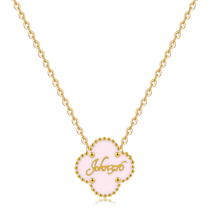 Bible Versed Pink Clover Necklaces (Gold) - Limited Edition