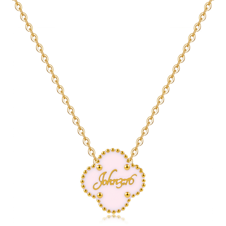 Bible Versed Pink Clover Necklaces (Gold) - Limited Edition