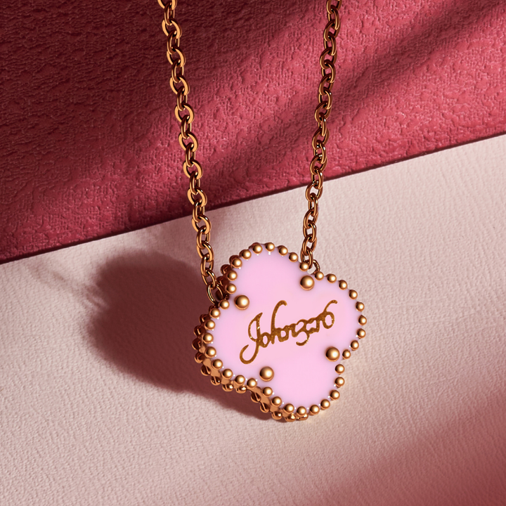 Bible Versed Pink Clover Necklaces (Gold) - Limited Edition