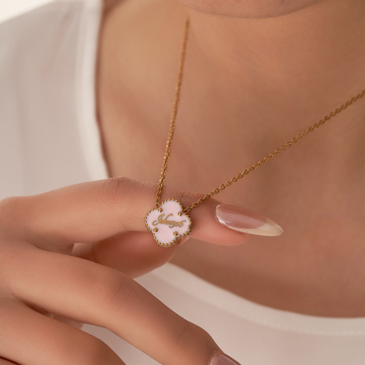 Bible Versed Pink Clover Necklaces (Gold) - Limited Edition