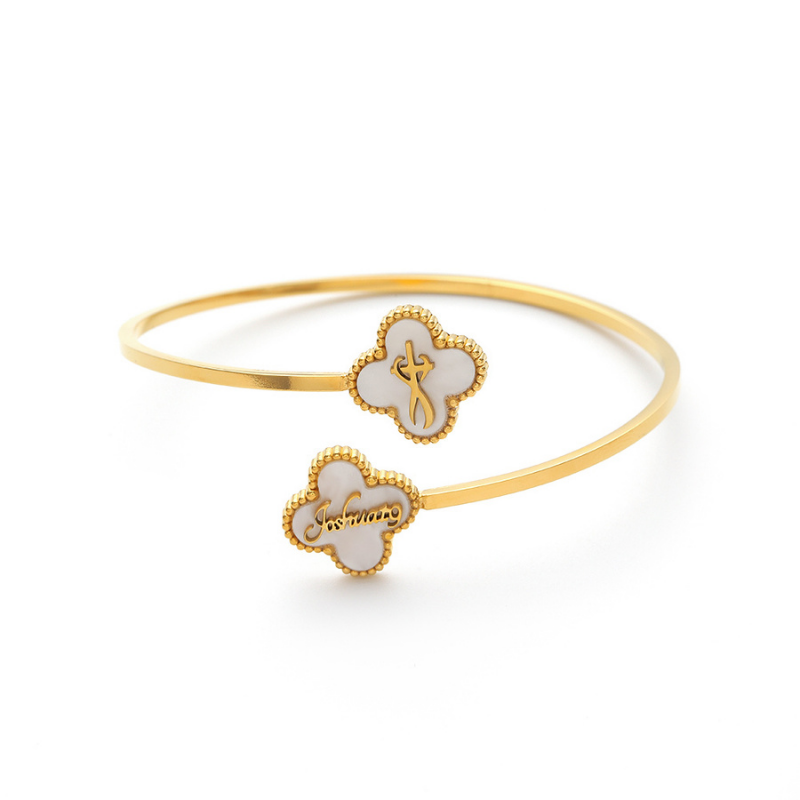 Bible Versed Clover Bangles (Gold)