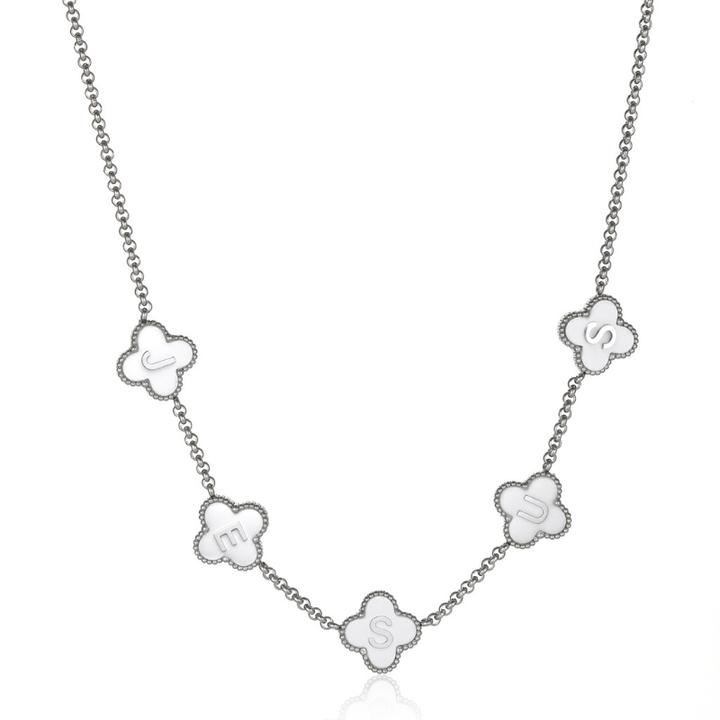 Clover Jesus Name Necklace (Silver)