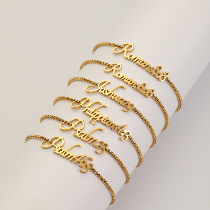 Name Bracelet and Clover Bracelet bundle (Gold)