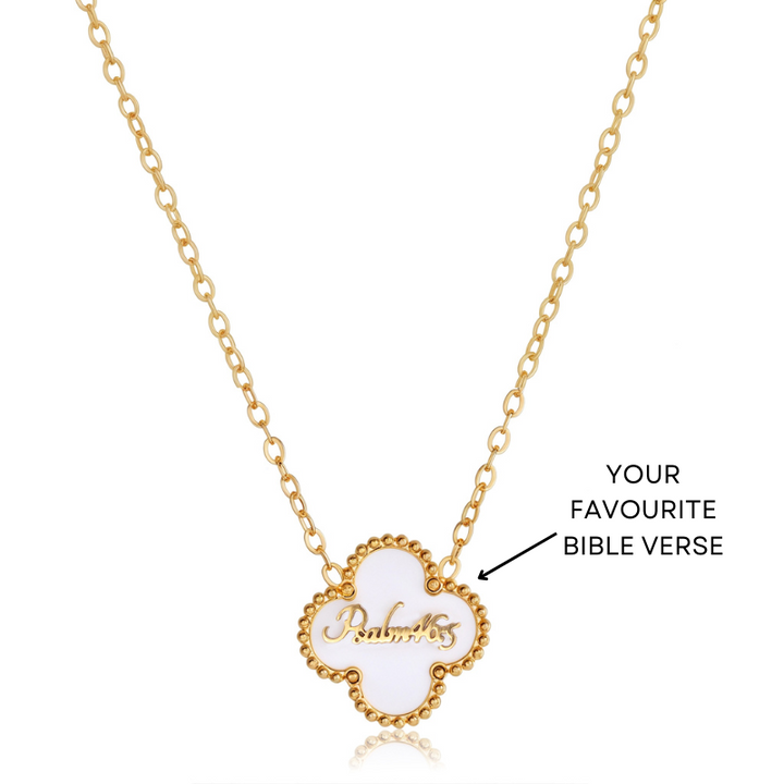 Bible Versed Clover Necklaces (Gold) - Personalised
