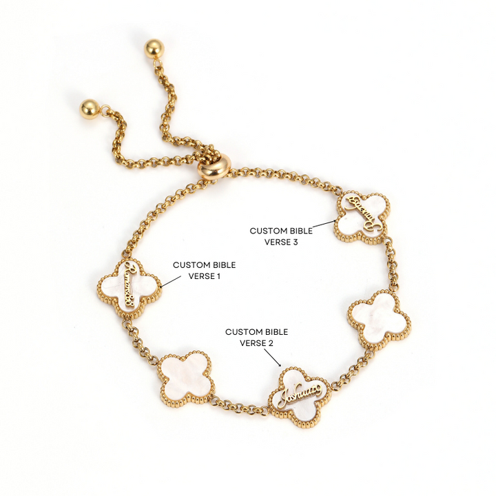 Bible Versed Clover Bracelets (Gold) - Personalised