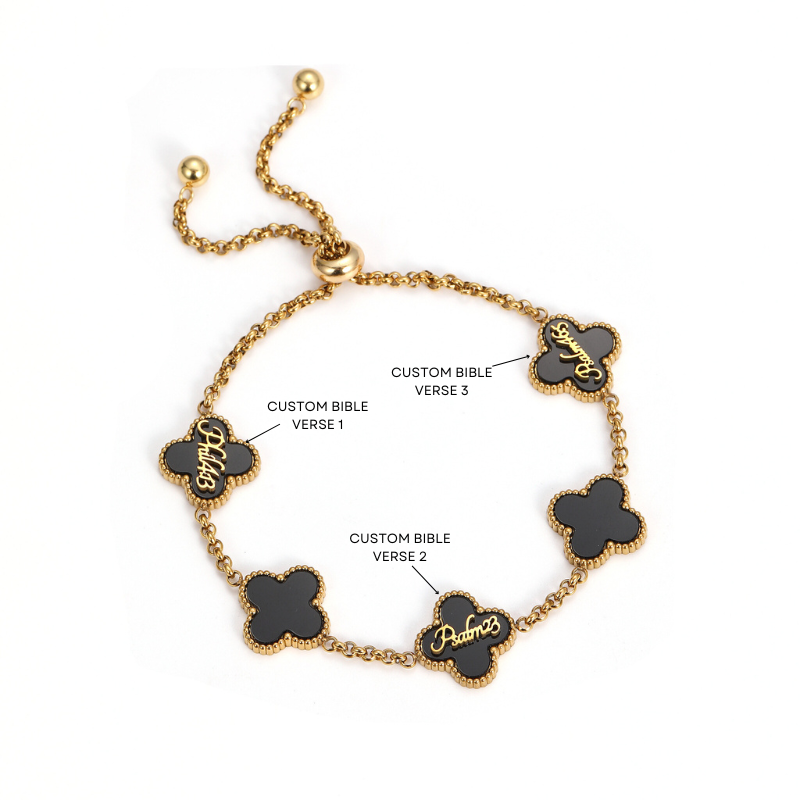 Bible Versed Clover Bracelets (Gold) - Personalised
