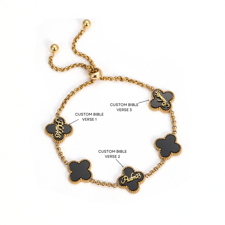 Bible Versed Clover Bracelets (Gold) - Personalised