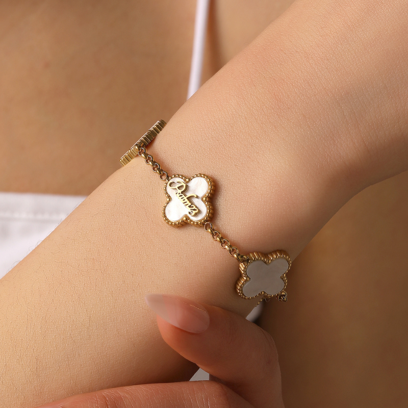 Gold Clover Jesus Name Necklace and Bible Versed Clover Bracelet Christian jewellery bundle