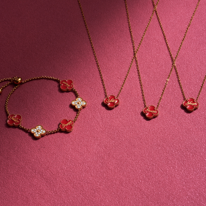 Bible Versed Red Clover Necklaces (Gold) - Limited Edition