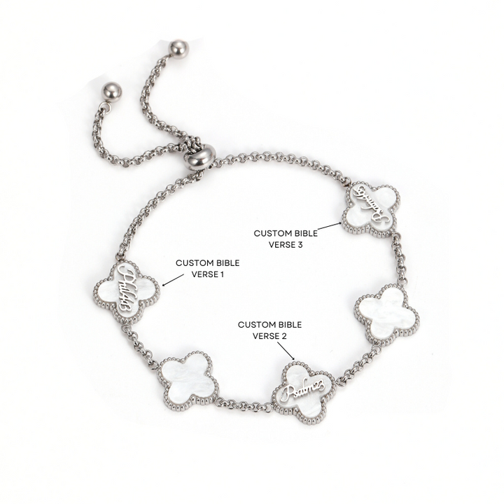 Bible Versed Clover Bracelets (Silver) - Personalised