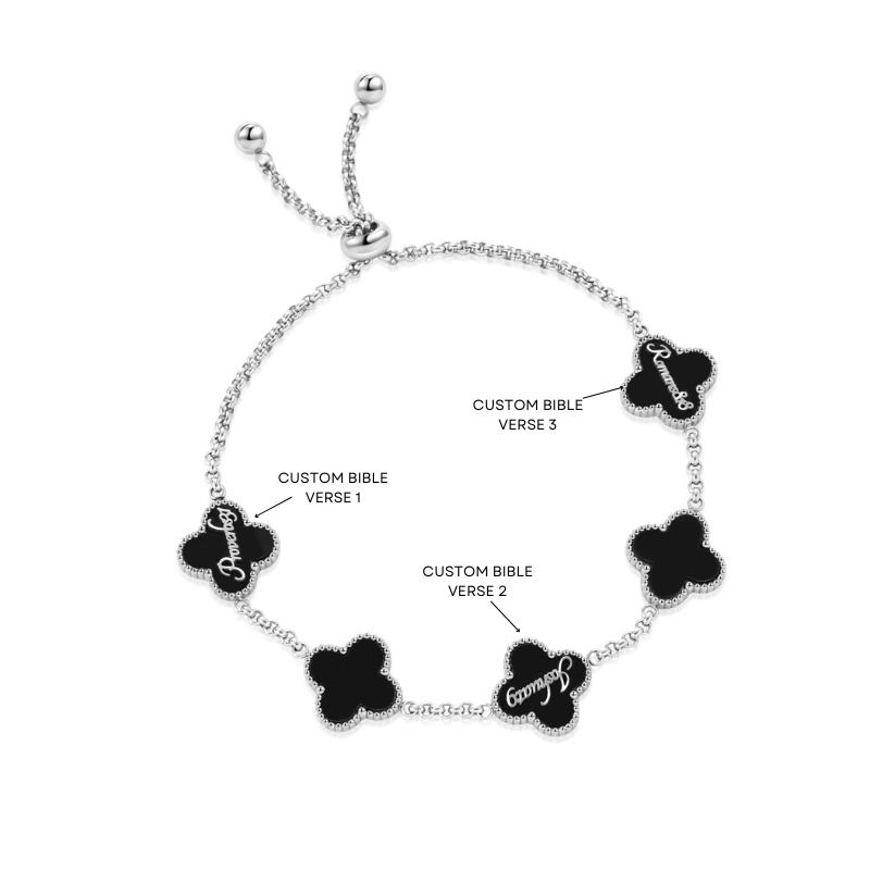 Bible Versed Clover Bracelets (Silver) - Personalised