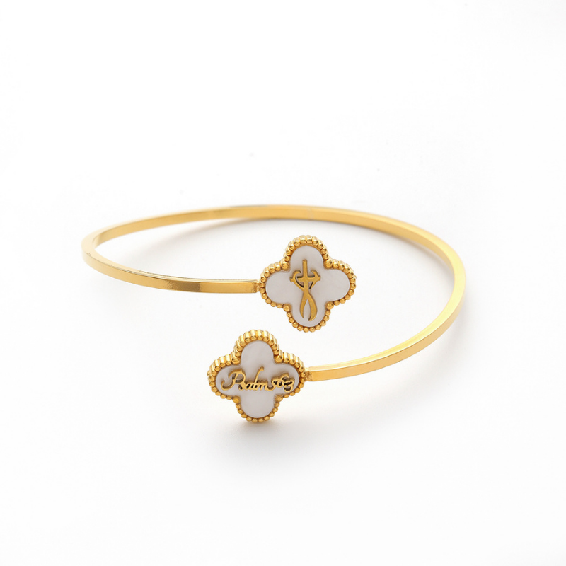 Bible Versed Clover Bangles (Gold)