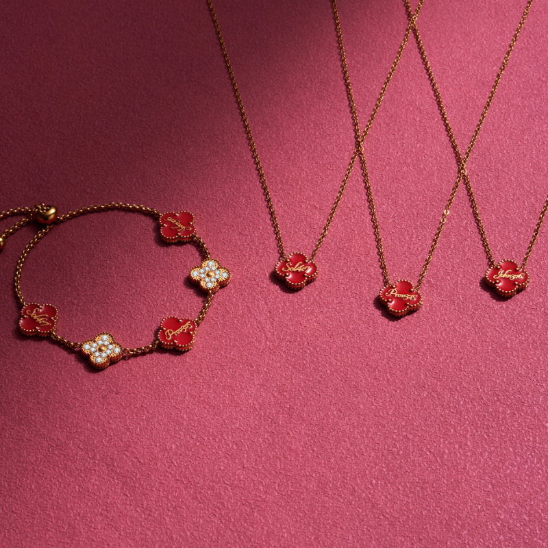 Bible Versed Red Clover Necklaces (Gold) - Limited Edition