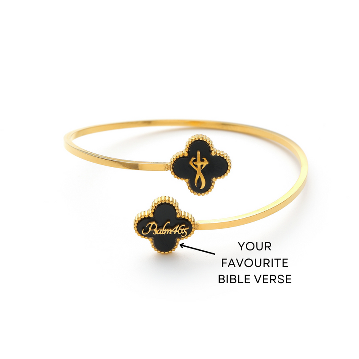 Bible Versed Clover Bangles (Gold) - Personalised