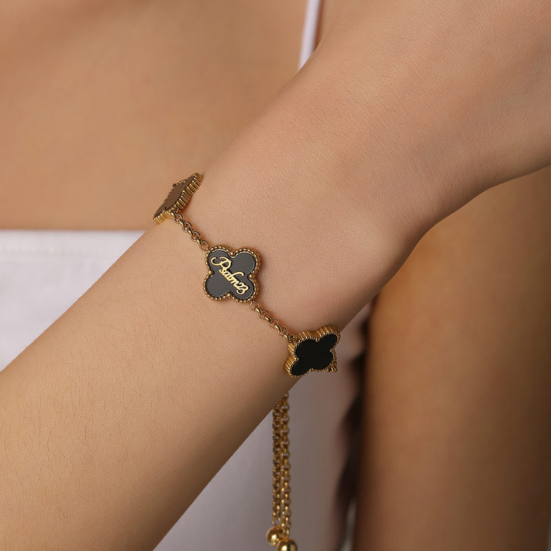 Clover Neckace and Clover Bracelet Bundle (Gold)