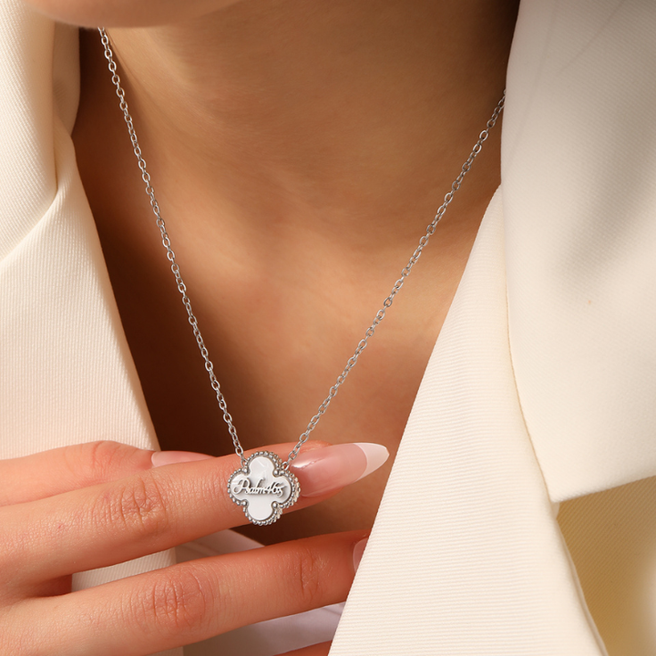 Clover Neckace and Clover Bracelet Bundle (Silver)