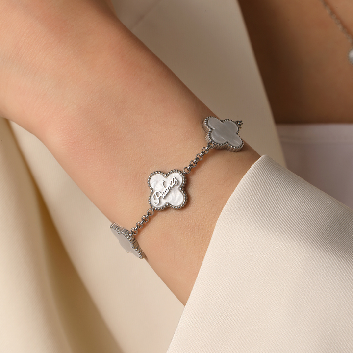 Clover Neckace and Clover Bracelet Bundle (Silver)