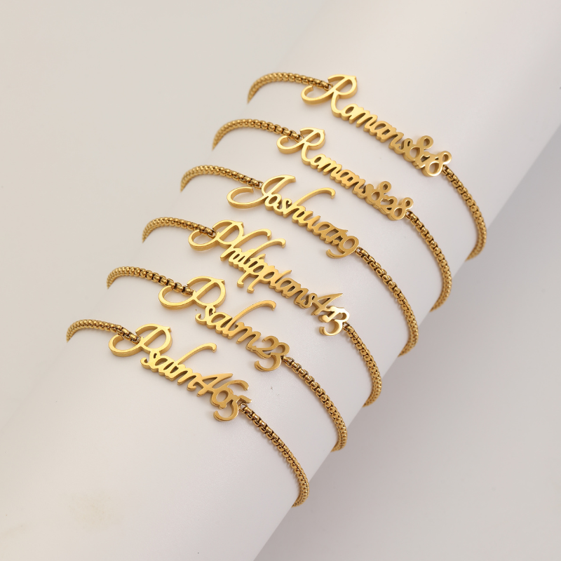 Gold and Silver Name Bracelets Bundle