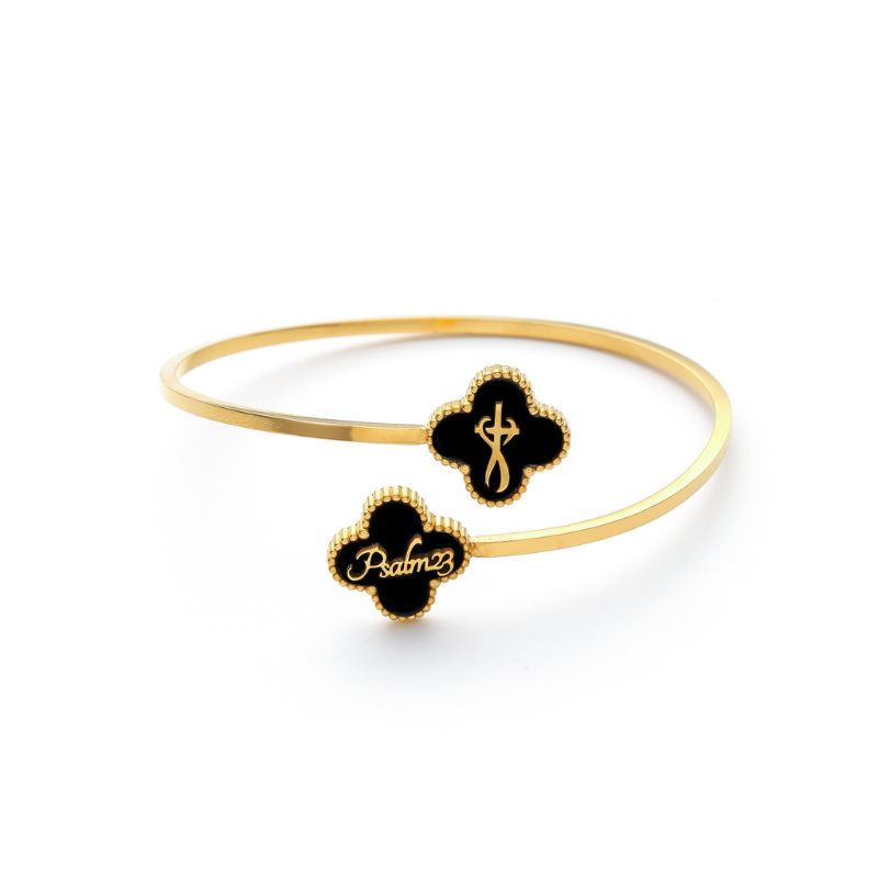 Bible Versed Clover Bangles (Gold)