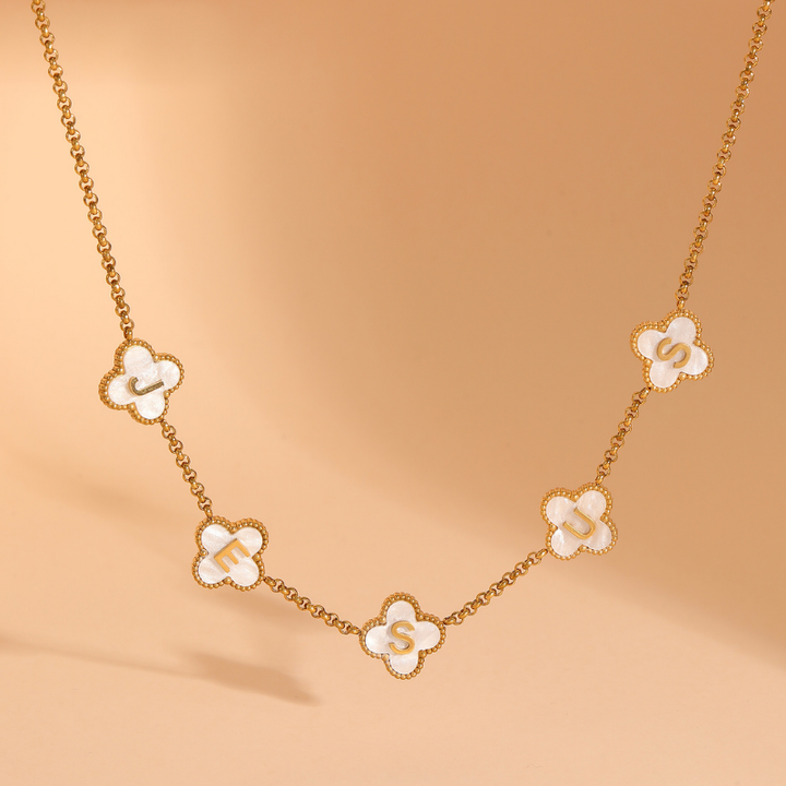 Clover Jesus Name Necklace (Gold)